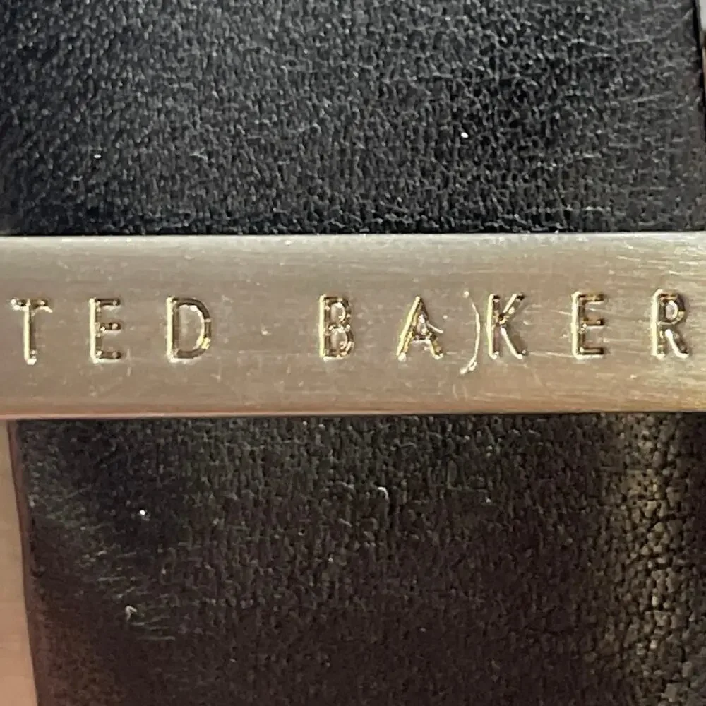 Ted Baker Men's Black Leather Adjustable Silver Accent Career Belts OS